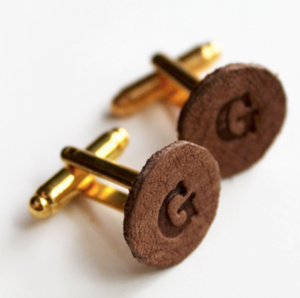 Leather Monogrammed Cufflinks 