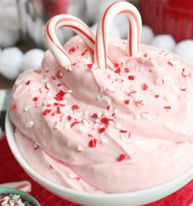 2 Minute Easy Peppermint Fluff Dip Christmas Party appetizer