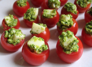 Cherry Tomatoes Filled with Pesto and Cheese