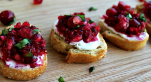 Pomegranate and Cranberry Bruschetta