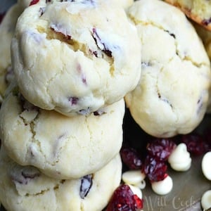 White Chocolate Cranberry Crinkle Cookies
