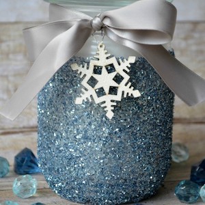 Mod Podge Glitter Candle Christmas craft for adults