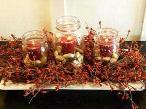  fall berries and candles centerpiece