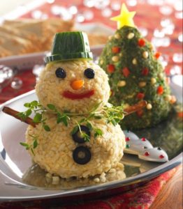 Christmas Tree and Snowman Cheese Ball