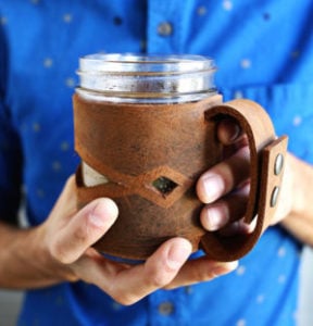 Leather Mason Jar Sleeve Father’s Day Gift