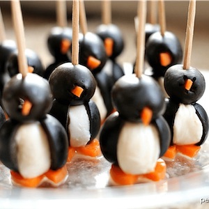 cute Olive Penguins Christmas appetizer for kids