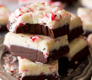 Peppermint Candy Cane Bark Fudge Recipe