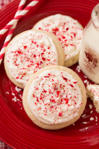 Peppermint Sugar Cookies with Cream Cheese Frosting