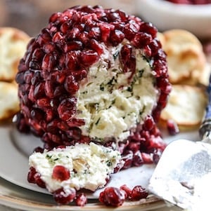 Pomegranate, White Cheddar and Almond Cheeseball