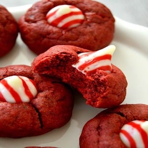 Red Velvet Peppermint Thumbprints Christmas Desserts 