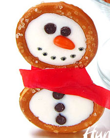 Frosty Snowman Pretzels Christmas Treats