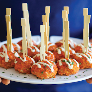 Best super bowl snacks with these slow cooker buffalo chicken meatballs.