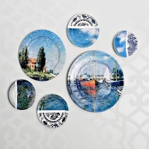 Placas de arte de collage inspiradas en la antropología para la decoración del hogar