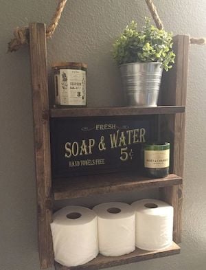 Hanging Farmhouse Styled Ladder Shelf for Bathroom 