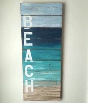 Beach painted Pallet Wall Art coastal decorating idea