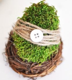 Moss Covered twine wrapped easter Egg decoration