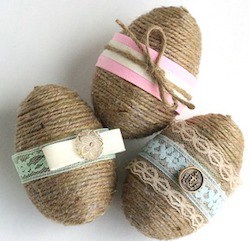 Shabby Chic twine trapped easter Egg decorating idea