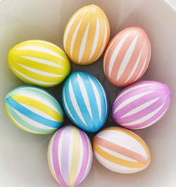 Bowl of Striped Tape Easter Eggs