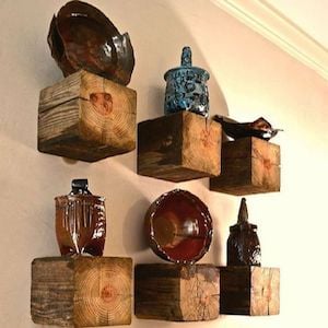 Rustic wood block Shelves