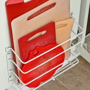 behind the cabinet door Cutting Board Storage