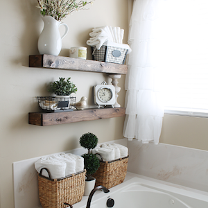 DIY Bathroom Floating Shelves