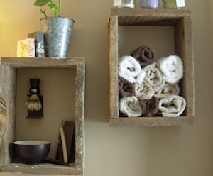 Rustic Shadow Box Shelves farmhouse wall decor idea