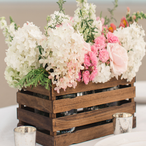 Paint Stick Basket Centerpiece with Flowers