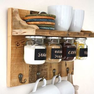 farmhouse kitchen wooden rack and shelf