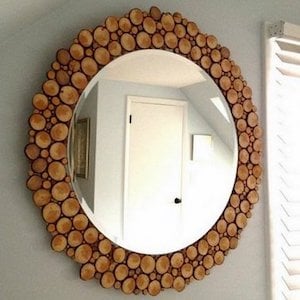 Wood Slice Mirror rustic home decor