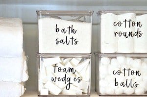 Bath & Body clear bin bathroom organization ideas