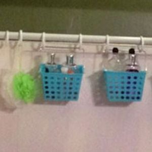 Shower hanging baskets Dollar Tree Organization Idea