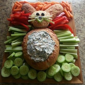 Bunny Bread Bowl Appetizer Dip with Vegetables