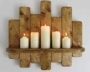 Estante de pared de madera para velas