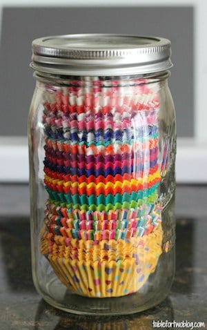 glass jar Cupcake Liner Storage