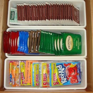 Kitchen Drawer organization for tea and packets 