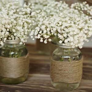 Rustic Mason Jar Vase with Flowers