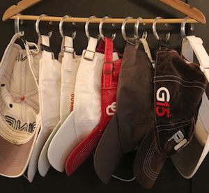 Organized Hats on clothes hanger