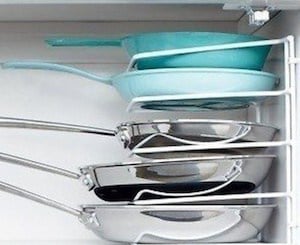 kitchen pot and pan organization using a metal file sorter