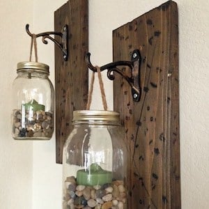 Mason Jar farolillos de pared decoración rústica para el hogar