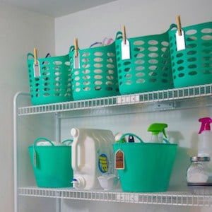 baskets on wire shelving