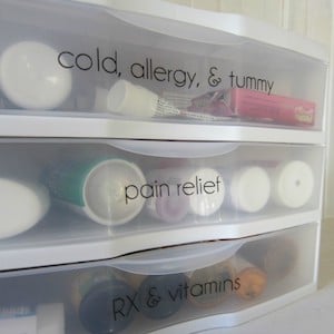 Medicine Cabinet Storage bin with drawers