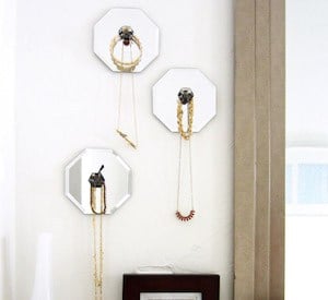 necklace hanger using dollar tree mirror candle holders