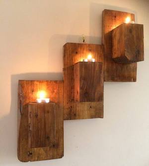 Wall Mounted Pallet Candle Holders 