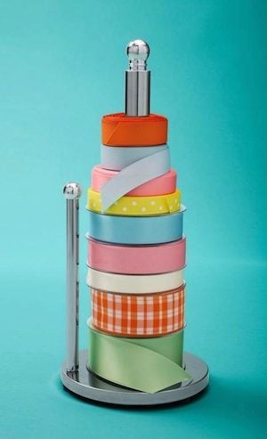 dollar tree Paper Towel Holder Ribbon organization