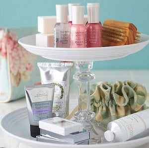 dollar store Tiered Tray vanity for bathroom