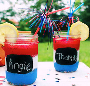 Red, White, and Blue Mason Jars 