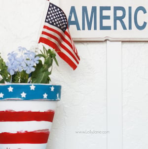 Stars and Stripes Patriotic Flower Pot 4th of july craft