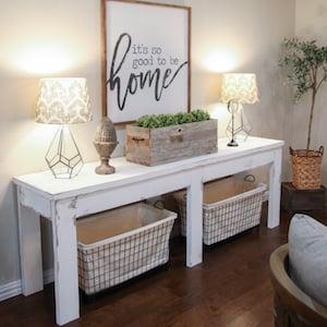 White Farmhouse Console Table living room decor