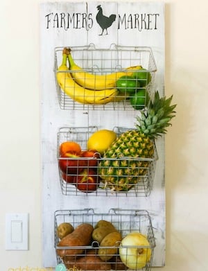 DIY Farmhouse Produce Rack Wall decor