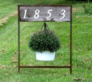 Farmhouse House Number Sign Hanging Planter